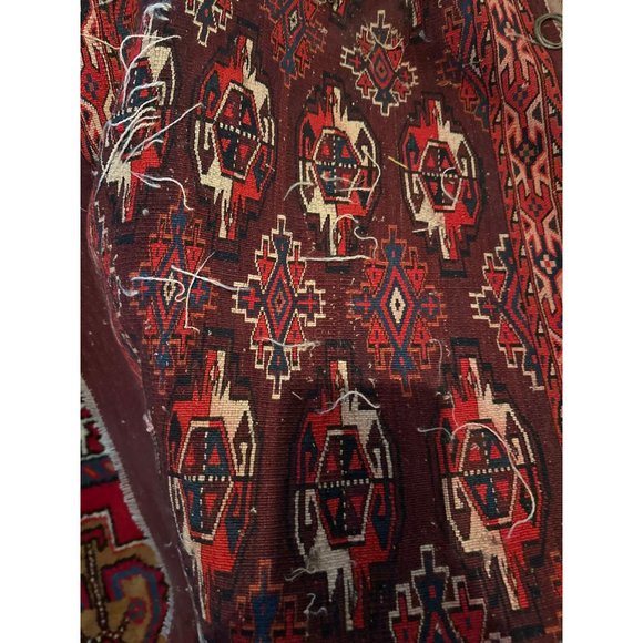 Antique Persian Hand Knotted Red Tribal Wool Rug Or Turkomen Tribal Chuval (Bag - Picture 3 of 16